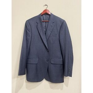 Coppley Men's 42R Blue Plaid Check Blazer Reda Super 130's Wool